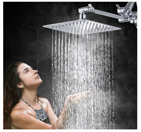 G-Promise All Metal 8" Dual Square Shower Head Combo | Rain Shower Head | Handheld Shower Wand | Adjustable | Smooth 3-Way Diverter | 71" Extra Long Hose - A Bathroom Upgrade (Chrome)