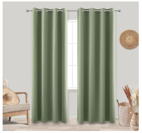KOUFALL Sage Green Blackout Window Curtains for Bedroom 84 Inch Length 2 Panels Set Thermal Insulated Dark Black Out Drapery Grommet Room Darkening Curtain Drapes for Living Room