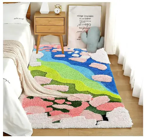 LEVINIS Floral Moss Decor Area Rugs for Girls Soft Shag Bedroom Rugs Non Slip Cozy Plush Floor Mat Throw Rugs for Kids Bedroom Decoration