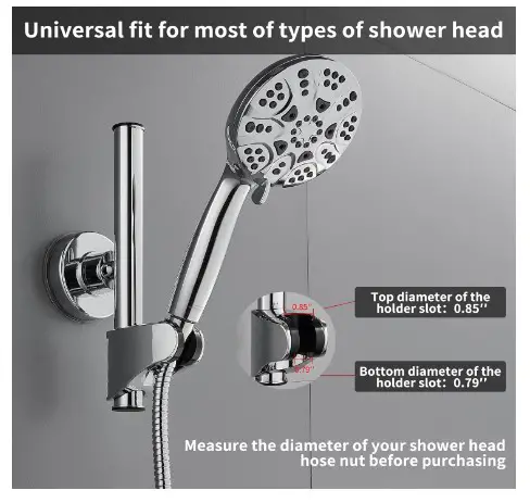 Starensky Shower Head Holder, Wall Mounted Shower Holder, Adjustable Suction Cup Shower Bracket, Relocatable Shower Wand Attachment for Bathroom Wall, Chrome Coating