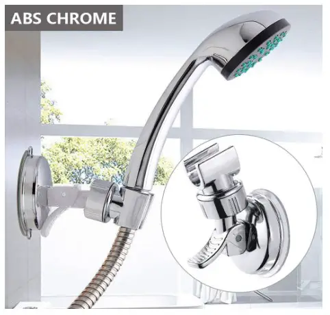 prozadahao Adjustable Shower Head Holder, Bathroom Suction Cup Handheld Shower Head Bracket, Removable Handheld Showerhead & Wall Mounted Suction Bracket (Silver)